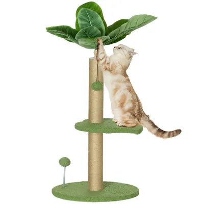 Immagine prodotto di Tiragraffi PawHut, albero di arrampicata per gatti, centro attività, altezza 83 cm, con tiragraffi in iuta, palline giocattolo, piattaforme in peluche - verde