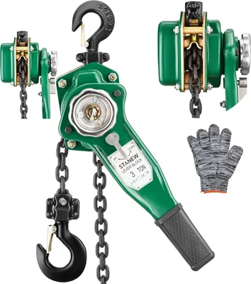 Produktbild von STANEW Hebelzug Kettenzug 0,75t, Hubhöhe bis 1,4m, Kette aus robustem Kohlenstoffstahl G80, mit 360° drehbarer Haken