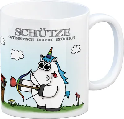 Produktbild von Honeycorns Kaffeebecher mit Sternzeichen Schütze Motiv Tasse Kaffeetasse Büro