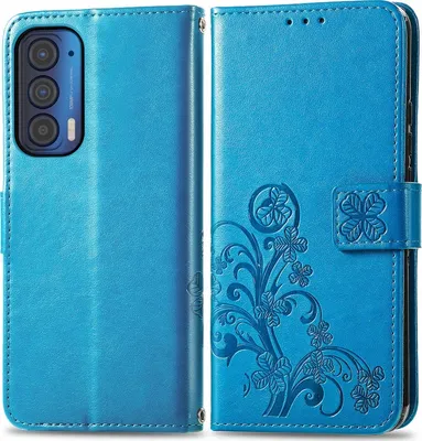 Produktbild von Mobigear Clover  Motorola Edge (2021) Hülle Klapphülle Geldbörse - Blau
