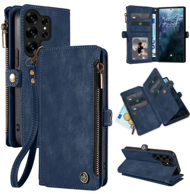 Produktbild von Handy Hülle für Samsung Galaxy S25 Ultra Geldbeutel Geldbörse RFID Schutz Klapphülle Cover Schutzhülle Wallet Farbe: Blau