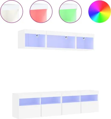 Produktbild von vidaXL 5-tlg. Wohnwand mit LED-Beleuchtung Weiß Holzwerkstoff