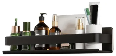 Immagine prodotto di Piatto doccia in acciaio inossidabile nero, 40 cm, da montare a parete, scaffale per il bagno, organizer
