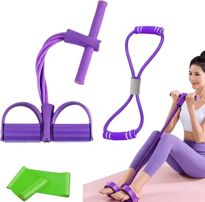 Produktbild von Multi-funktionale Fitness Set, 2 Expander Fitnessbänder, 1 Elastisches Band, für Zuhause, Büro, Yoga