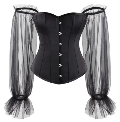 Image de Solidchoice - Corset pour femmes, avec dentelle et manches longues
