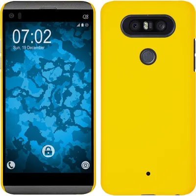 Produktbild von PhoneNatic Case kompatibel mit LG Q8 - Hülle gelb gummiert Hard-case Cover