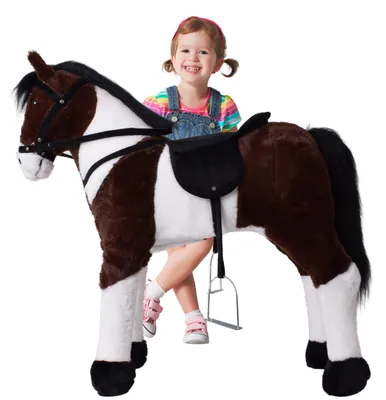 Produktbild von TE-Trend Reitpferd 70 cm Spielzeug Schaukelpferd Pferd zum Draufsitzen braun