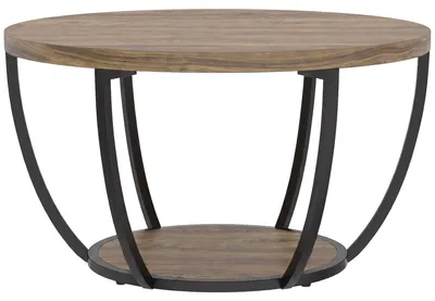 Produktbild von Couchtisch mit 2 Ebenen, Wohnzimmertisch 80 x 80 x 43,8 cm, Braun/Schwarz