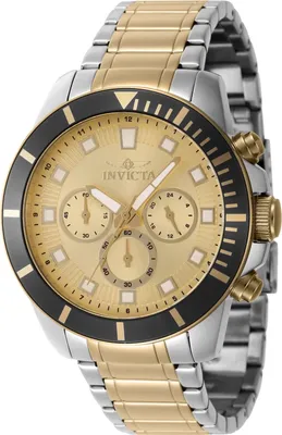 Obrázek produktu pro Invicta Pro Diver 46049 - Pánské Náramkové Hondiky - Quartzové - Nerezová ocel s zlatým ciferníkem - 45mm