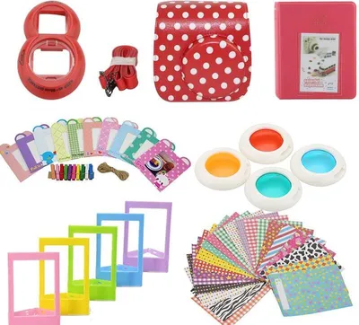 Immagine prodotto di Set di accessori per Fujifilm Instax Mini 8 / 9 - Rosso puntinato