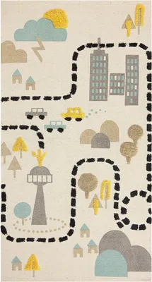 Obrázok produktu pre BELIANI Detský koberec viacfarebný 80 x 150 cm bavlna polyester nízky vlas s motívom mesta behúň do detskej izby