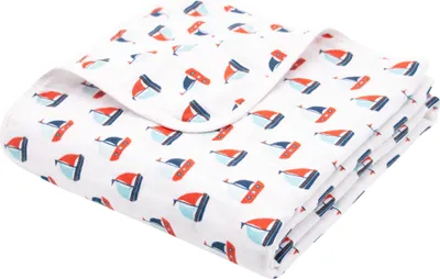 Produktbild von Babydecke, 2-lagig, Baumwolle Musselin, 120x120 cm, Boot