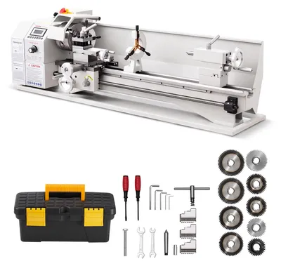 Produktbild von VEVOR Metalldrehmaschine 220 x 762 mm 1100 W Metalldrehbank für Werkstätten, mit Variabler Drehzahl bis 3000 U/min, Not-Aus, 8 Metrischen 0,5-2,5 mm, 8 Zölligen Gewinden 10-44 TPI und Werkzeugkasten