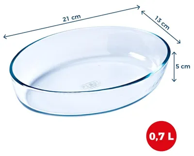 Productafbeelding van PYREX ovenschotel voor airfryer, ovaal, glas, 21 cm, borosilicaat, 0,7 liter
