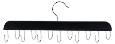 Riemhanger für Kleiderschrank, max. 42 Riemen, 14 Haken, Holz, schwarz