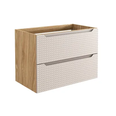 Obrázek produktu pro Koupelnová skříňka 80 cm pod umyvadlo 2 zásuvky dub béžový frézovaný MDF