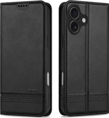 Obrázek produktu pro iPhone 17 Pouzdro, Peněženka s Magnetickým Uzávěrem a Stojánkem, Kožené Flip Pouzdro pro iPhone 17 černé