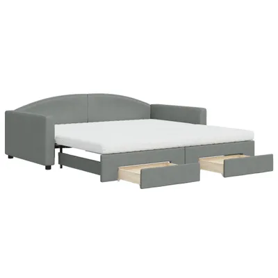 Produktbild von vidaXL Tagesbett Ausziehbar mit Schubladen Dunkelgrau 100x200 cm Stoff