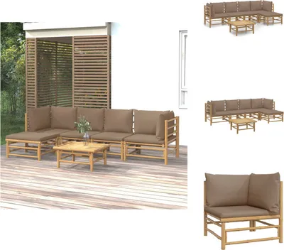 Produktbild von vidaXL 6-tlg. Garten-Lounge-Set mit Kissen Taupe Bambus -  Gartenmöbel-Sets