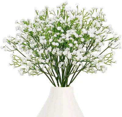 Imagen del producto de Ibenzoa® Gypsophila (Helecho de encaje) artificial, color blanco – 18 tallos, aproximadamente 28 cm de largo, de plástico, con 3 ramificaciones, aproximadamente 30 flores por tallo, ideal para bodas y decoración
