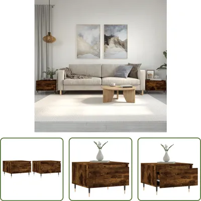 Produktbild von The Living Store Couchtische 2 Stk. Räuchereiche 50x46x35 cm Holzwerkstoff