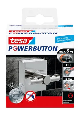 Produktbild von tesa Powerbutton Haken Deluxe eckig matt