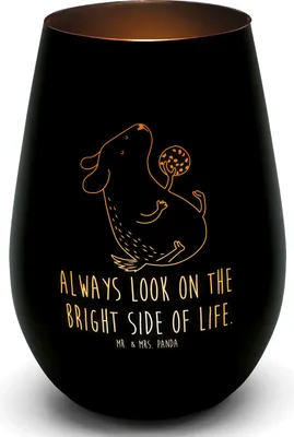Produktbild von Mr. & Mrs. Panda Kerzenhalter Hund Keks - Schwarz - Geschenk, Teelichthalter Glas, Windlicht, Leckerli, Optimist, Laterne, Sprüche, Kerzenglas, Hundekekse, Optimistisch