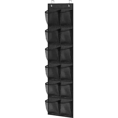 Produktbild von Ultiluxe Hängende Schuhebox - 12 Fächer - Schwarz - 145 x 30 cm - Schuhaufbewahrung für die Tür