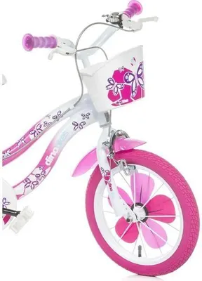 Immagine prodotto di Dino bici da bambino per bambine Flappy 16 pollici 27 cm ragazze freno a cerchione bianco/rosa