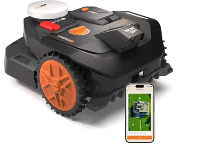 Produktbild von WORX Vision Cloud 2WD Mähroboter WR304E, Drahtloses Peripheriegerät bis zu 400 m² (KI-Hindernisvermeidung, VSLAM-Navigation + RTK-Cloud, Automatische