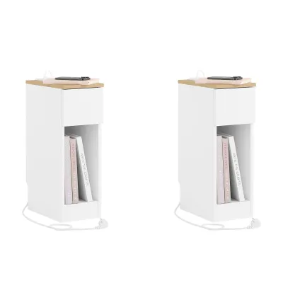 Obrázek produktu pro SoBuy Noční stolek Úložný nábytek s zásuvkou Bílý Moderní FBT111-E-WNx2