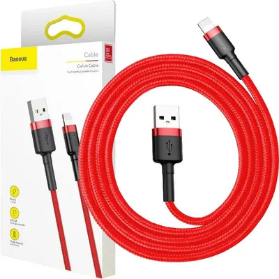 Produktbild von Baseus Cafule Kabel Strapazierfähiges Nylonkabel USB / Lightning QC3.0 2.4A 1M Rot (CALKLF-B09)