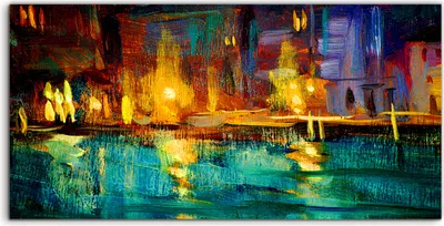 Produktbild von Coloray Spritzschutz aus Glas 140x70  Wandkunst Küchenrückwand farbenfrohe Landschafts zur Venedig