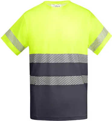 Zdjęcie produktu dla Roly Workwear HV9317 | Męska koszulka robocza Tauri - Kolor: Lead 23/Fluor Yellow 221 - Rozmiar: 4XL