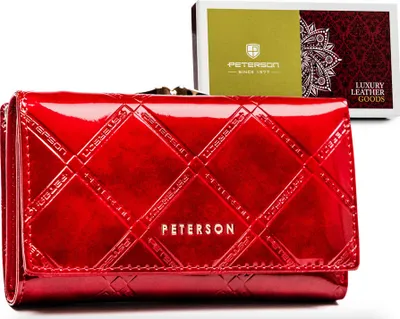 Produktbild von Peterson | Geräumige Brieftasche, aus Naturleder, für Frauen, Rot, 14x8.5 cm