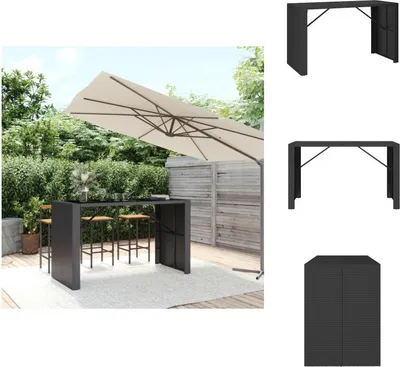 Produktbild von vidaXL Bartisch mit Glasplatte Schwarz 185x80x110 cm Poly Rattan - Gartentische