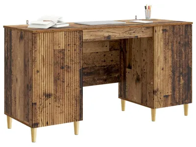 Produktbild von vidaXL Schreibtisch mit Regal Altholz 142,5 x 50 x 75 cm Holzwerkstoff