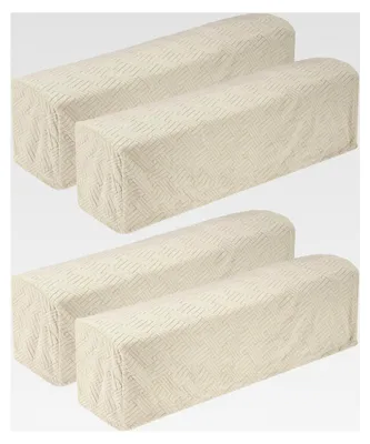 Produktbild von 4 Stück Armlehnenbezüge, 90x20x25cm Armlehnenschoner für Sessel, Sofaschutz für Haustiere - Creme