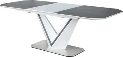 Produktbild von Casa Padrino Designer Esstisch Weiß / Grau / Silber 160-220 x 90 x H. 76 cm - Ausziehbarer Esszimmertisch mit Keramikplatten - Esszimmer Möbel