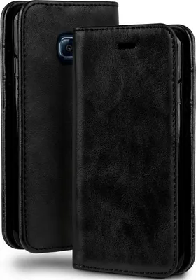 Produktbild von moex® Klapphülle kompatibel mit Samsung Galaxy S6 - Hülle mit Kartenfach, Onyx Schwarz