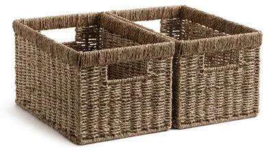 Rattenkorb-Set 2er: Aufbewahrungskörbe aus Seegras, 33x21x18 cm
