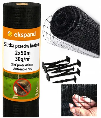 Zdjęcie produktu dla Siatka na krety 2x50 nornice przeciw kretom PREMIUM 30g MOCNA 100 KOŁKÓW