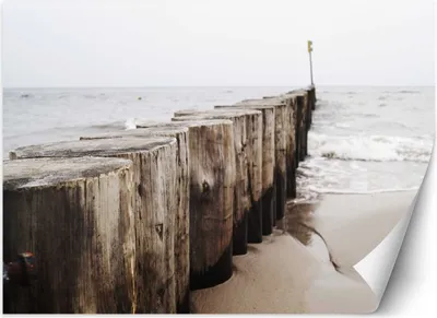 Produktbild von Vlies fototapete Wellenbrecher am Meer 400x280 cm Feeby Grau inkl. Kleber einfache Montage