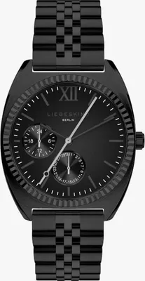 Produktbild von Liebeskind Berlin Damen Armbanduhr, Edelstahl Gehäuse, Metall Armband, Schwarz, Quarz, Analog, Multifunktionsuhr