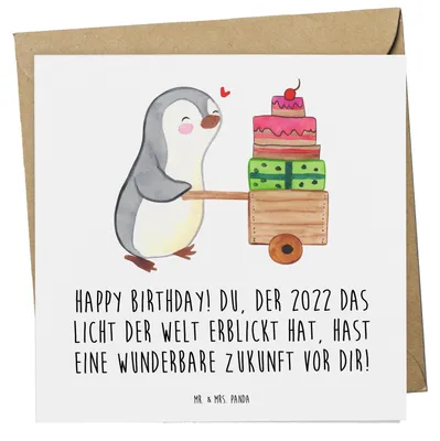 Produktbild von Mr. & Mrs. Panda Deluxe Karte 2022 Geburtstag - Weiß - Geschenk, Glückwunschkarte, faltkarte, einzigartiger, Geburtstagsgeschenk, anlasskarte, Happy Birthday, Alter