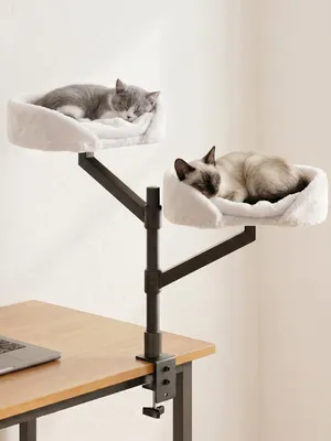Productafbeelding van Verstelbaar kattenbed voor bureau met draaibare standaard