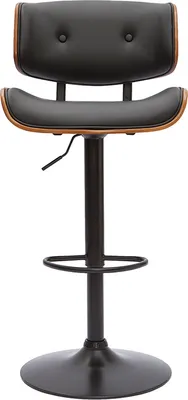 Produktbild von Miliboo - Design-Barhocker höhenverstellbar schwarz und dunkles Holz BASILE