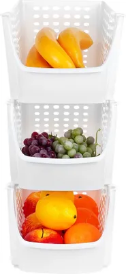 Obrázok produktu pre Vilde úložná nádoba Úložný box Box na ovocie a zeleninu do chladničky biely 29x21x16 cm 3 ks.