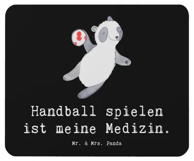 Produktbild von Mr. & Mrs. Panda Mouse Pad Panda Handball spielen - Schwarz - Geschenk, Club, mauspad laptop, mousepad, Turnier, Verein, mousematte