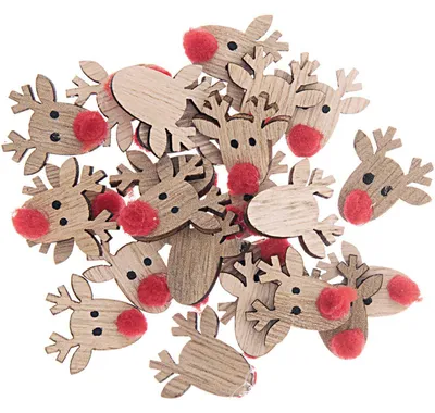 Produktbild von Streudeko Rentier natur Holz 24 Stück 23x23 mm